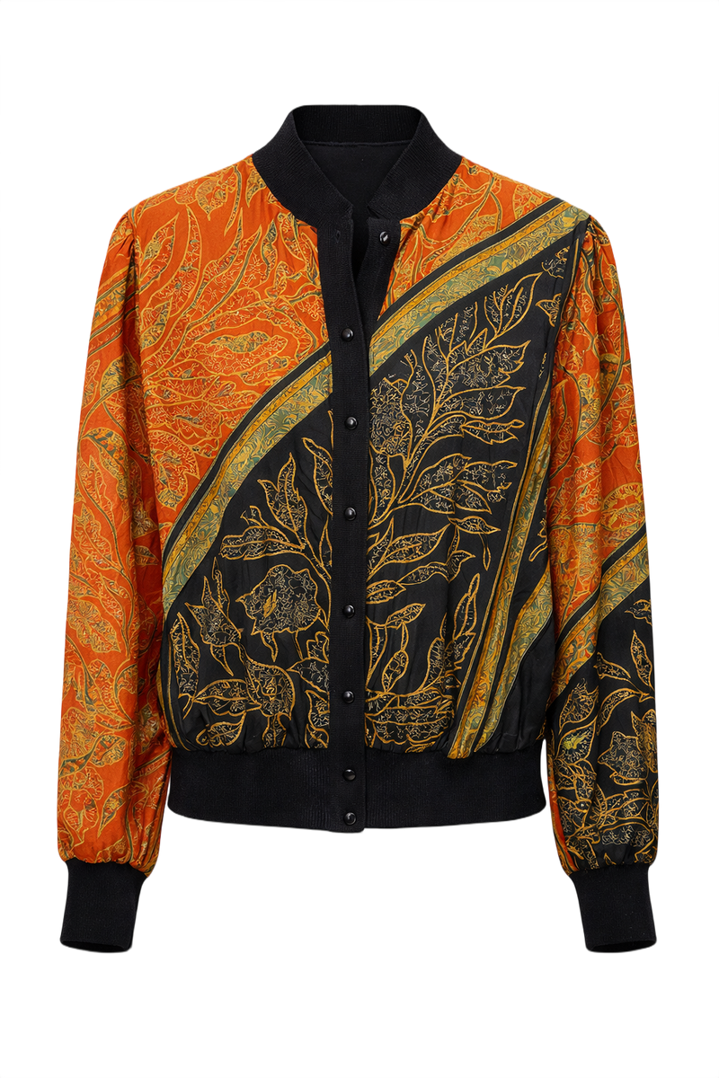 1970s Multicolor Silk Jacket - Front View