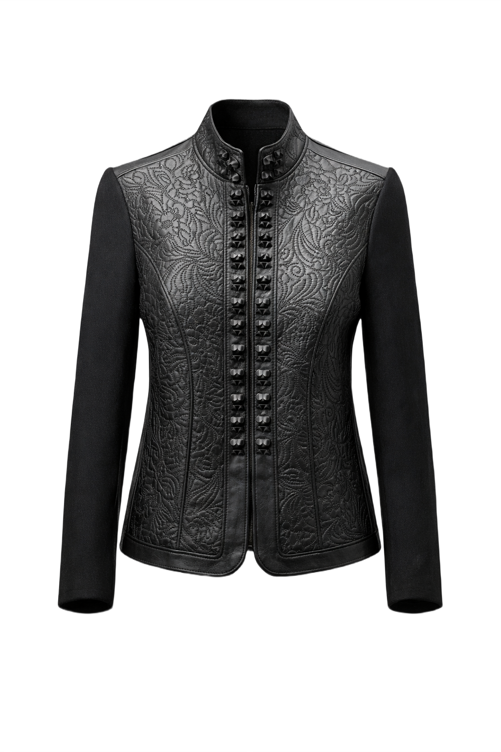 1990s Black Leather Jacket - Front View