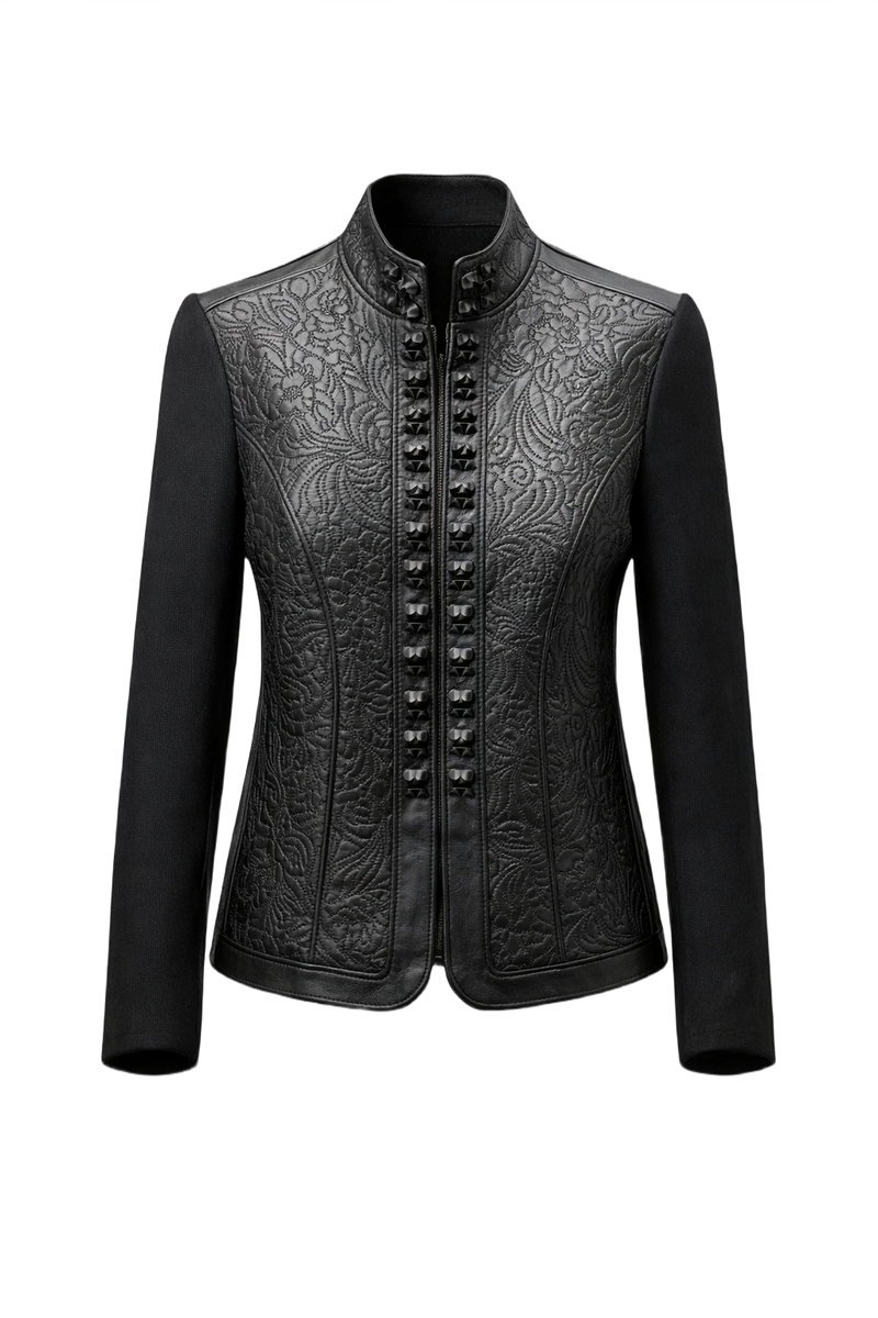 1990s Black Leather Jacket - Front View