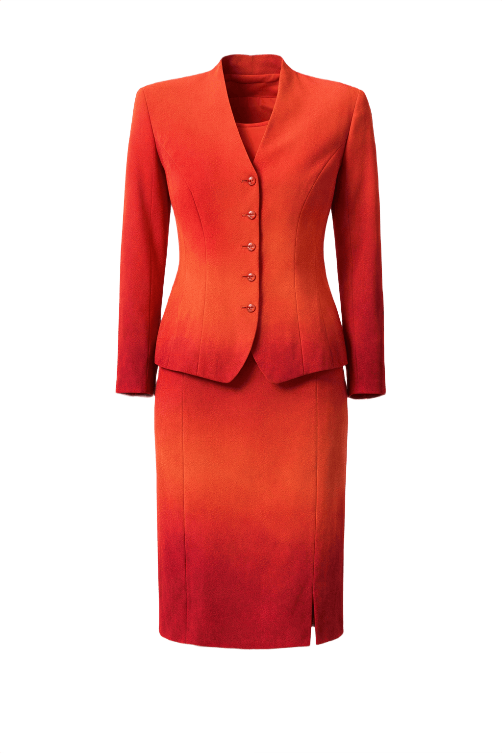 1990s Coral Synthetic Blend Blazer & Skirt Set - Front View