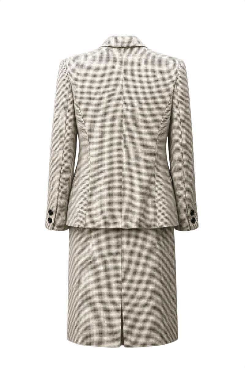 1980s Cream Check Wool 2-Piece Suit - Back View