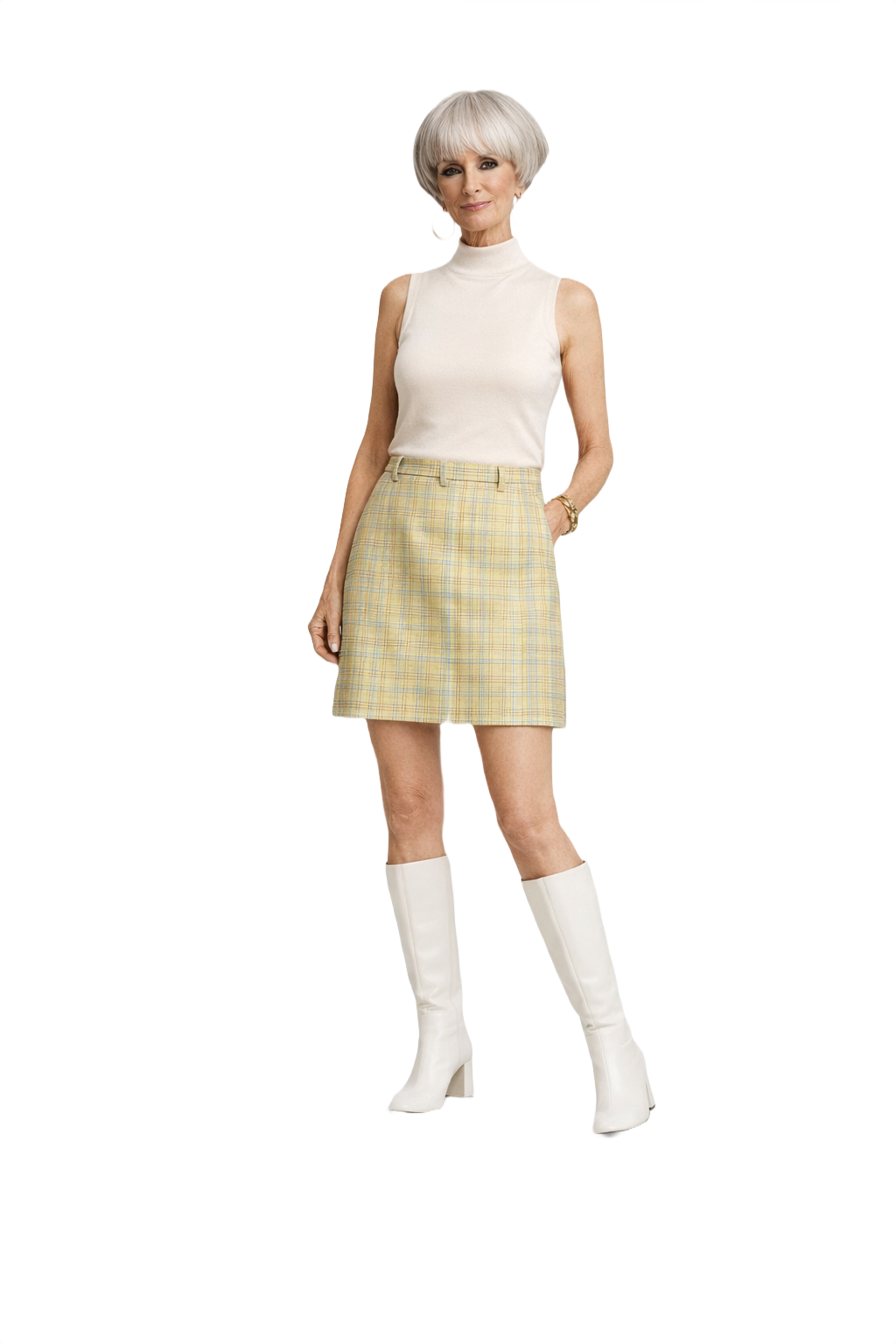 1960s Cream Wool Skirt - Model