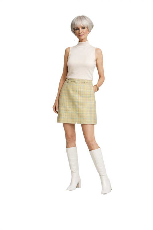 1960s Cream Wool Skirt - Model