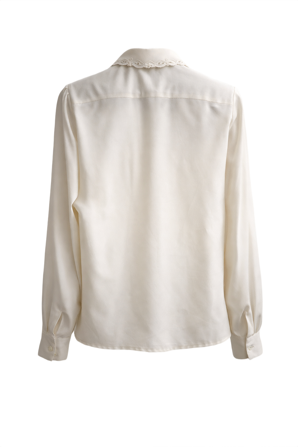 1970s Cream White Silk Blouse - Back View