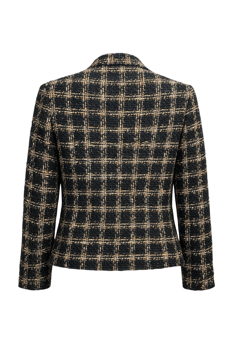 1980s Black Wool Blend Jacket - Back View