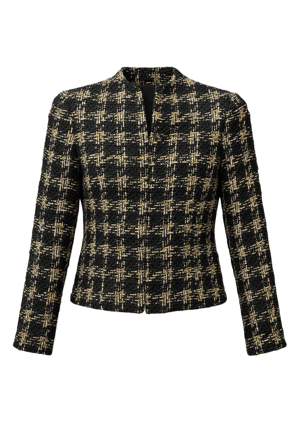 1980s Black Wool Blend Jacket - Front View