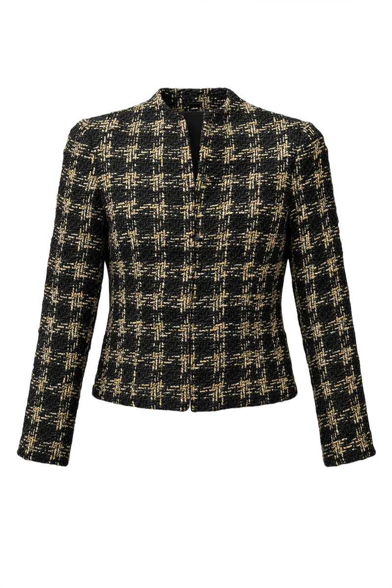 1980s Black Wool Blend Jacket - Front View