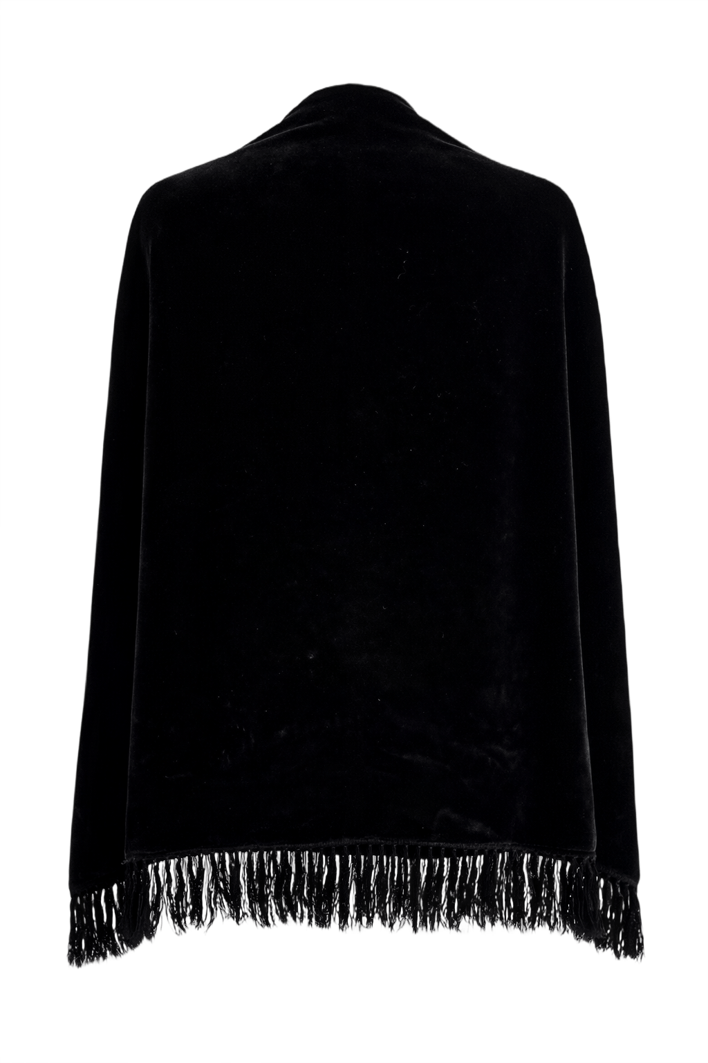 1970s Black Velvet Shawl - Back View