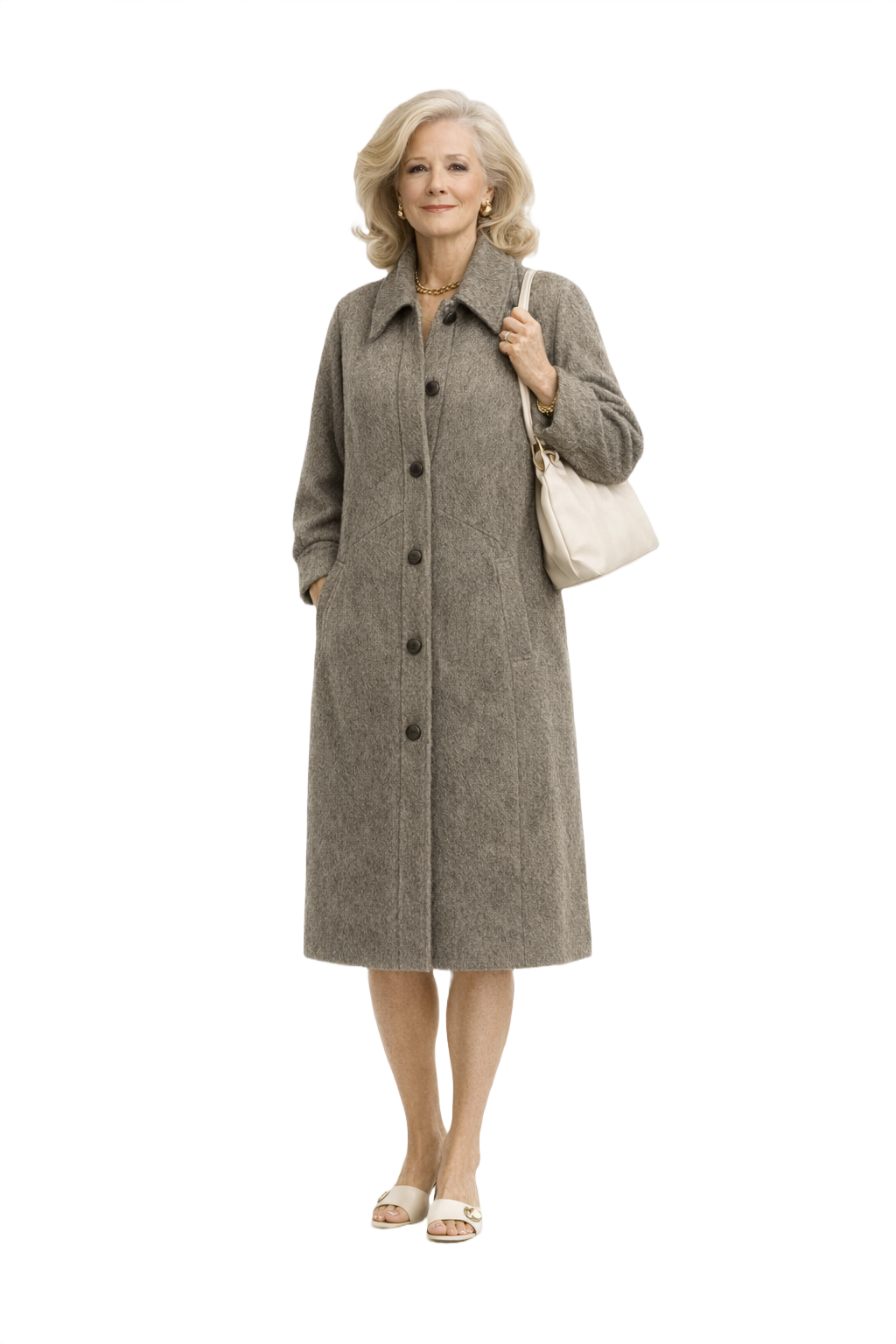1980s Grey Faux Fur Coat - Model