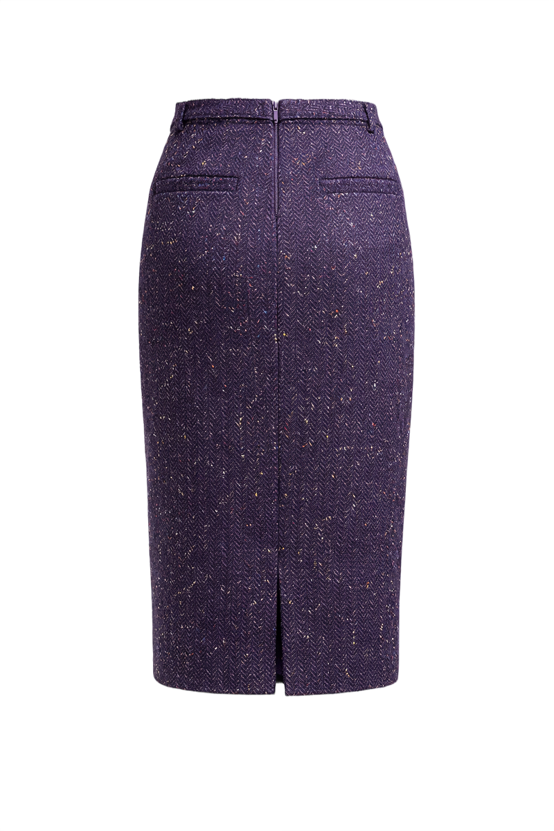 1980s Dark Purple Wool Blend Skirt - Back View