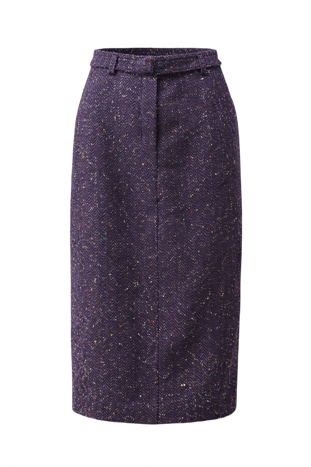 1980s Dark Purple Wool Blend Skirt - Front View