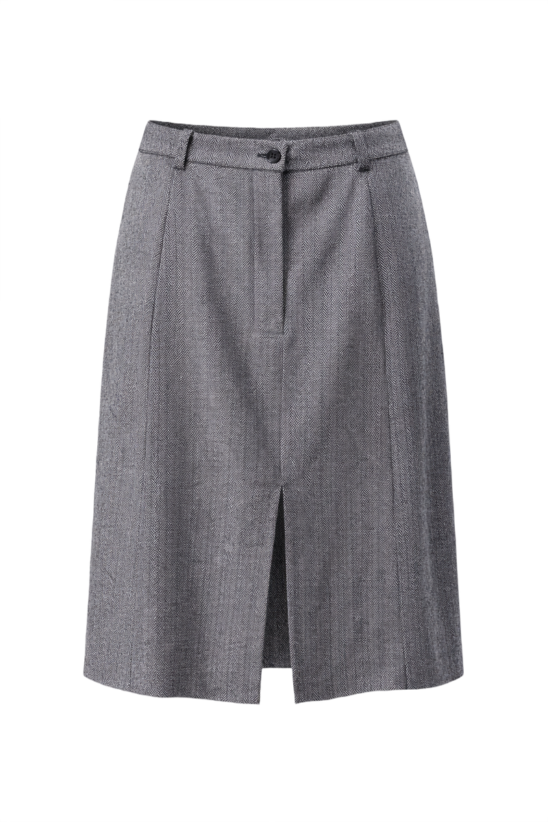 1990s Grey Wool Blend Skirt - Front View