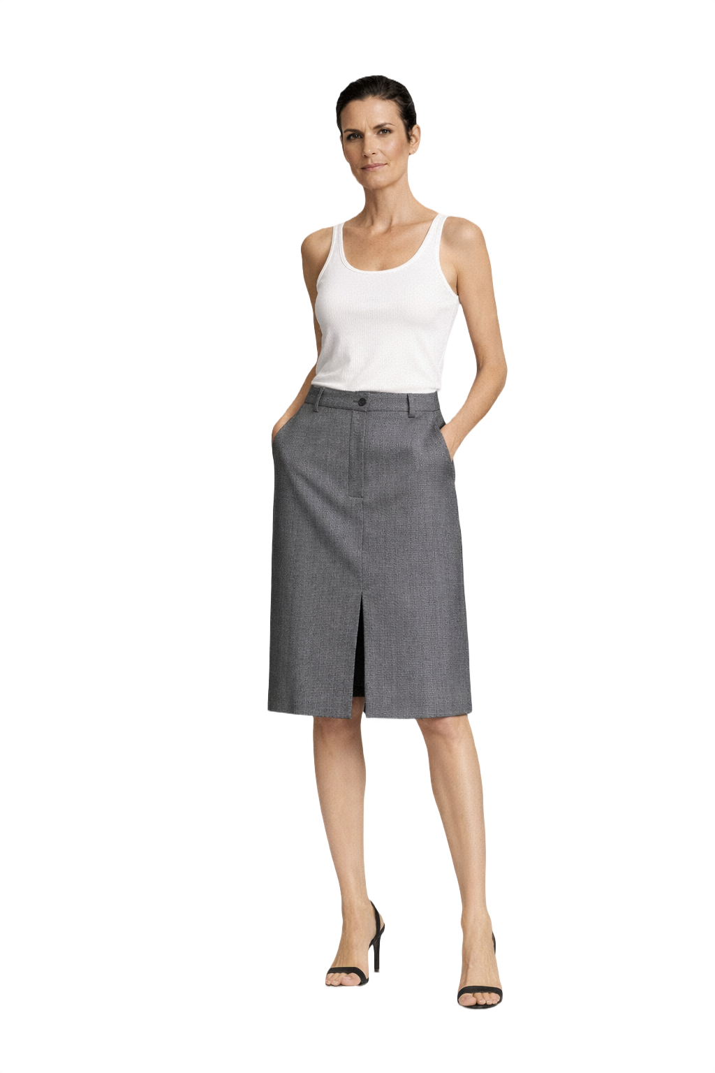 1990s Grey Wool Blend Skirt - Model