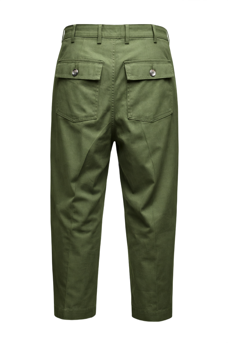 1940s Olive Green Cotton Trousers - Back View
