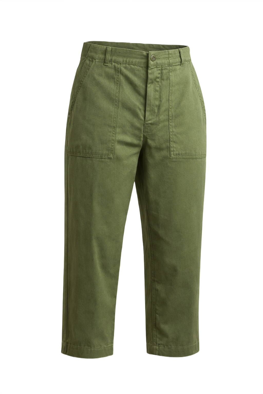 1940s Olive Green Cotton Trousers - Front View