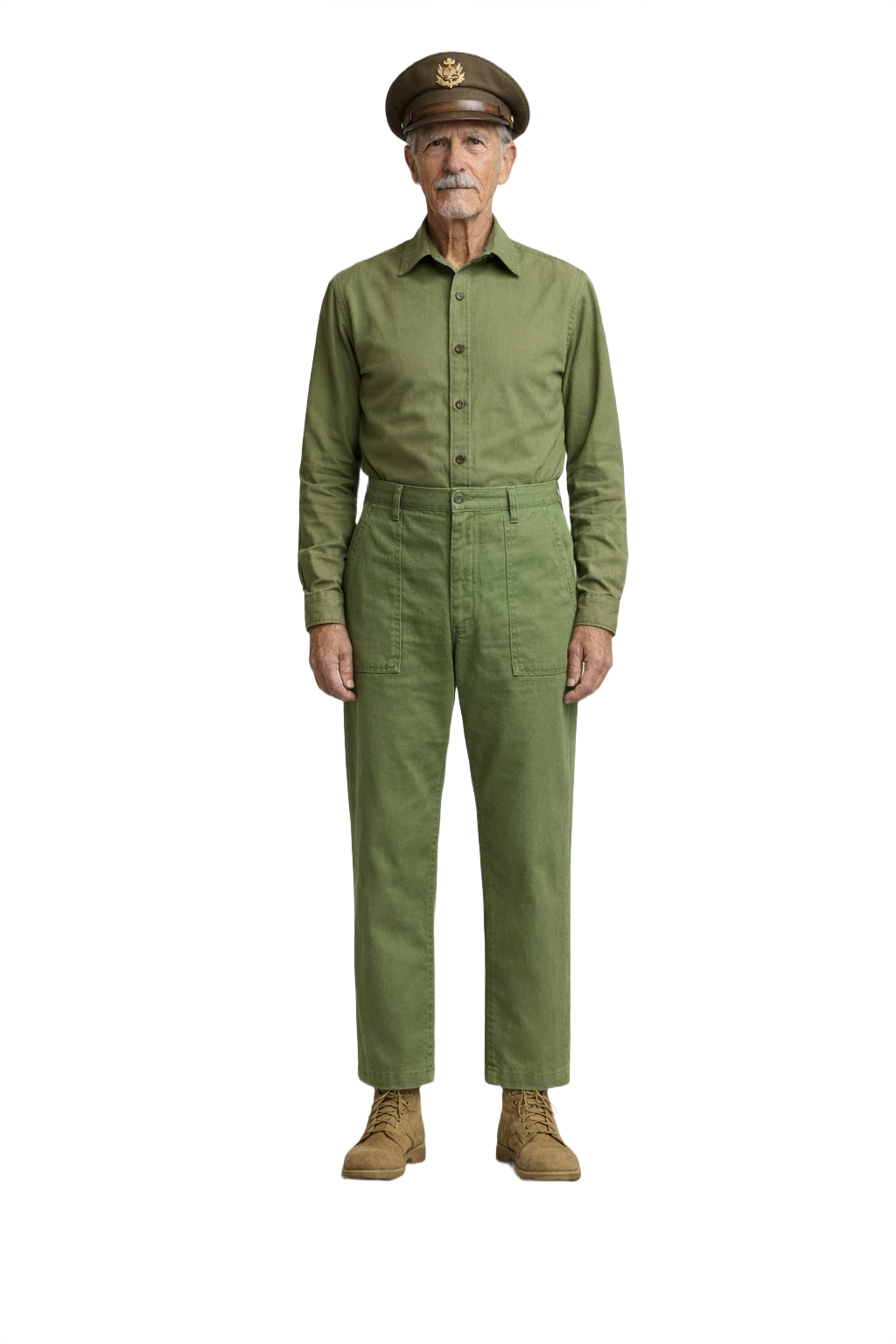 1940s Olive Green Cotton Trousers - Model