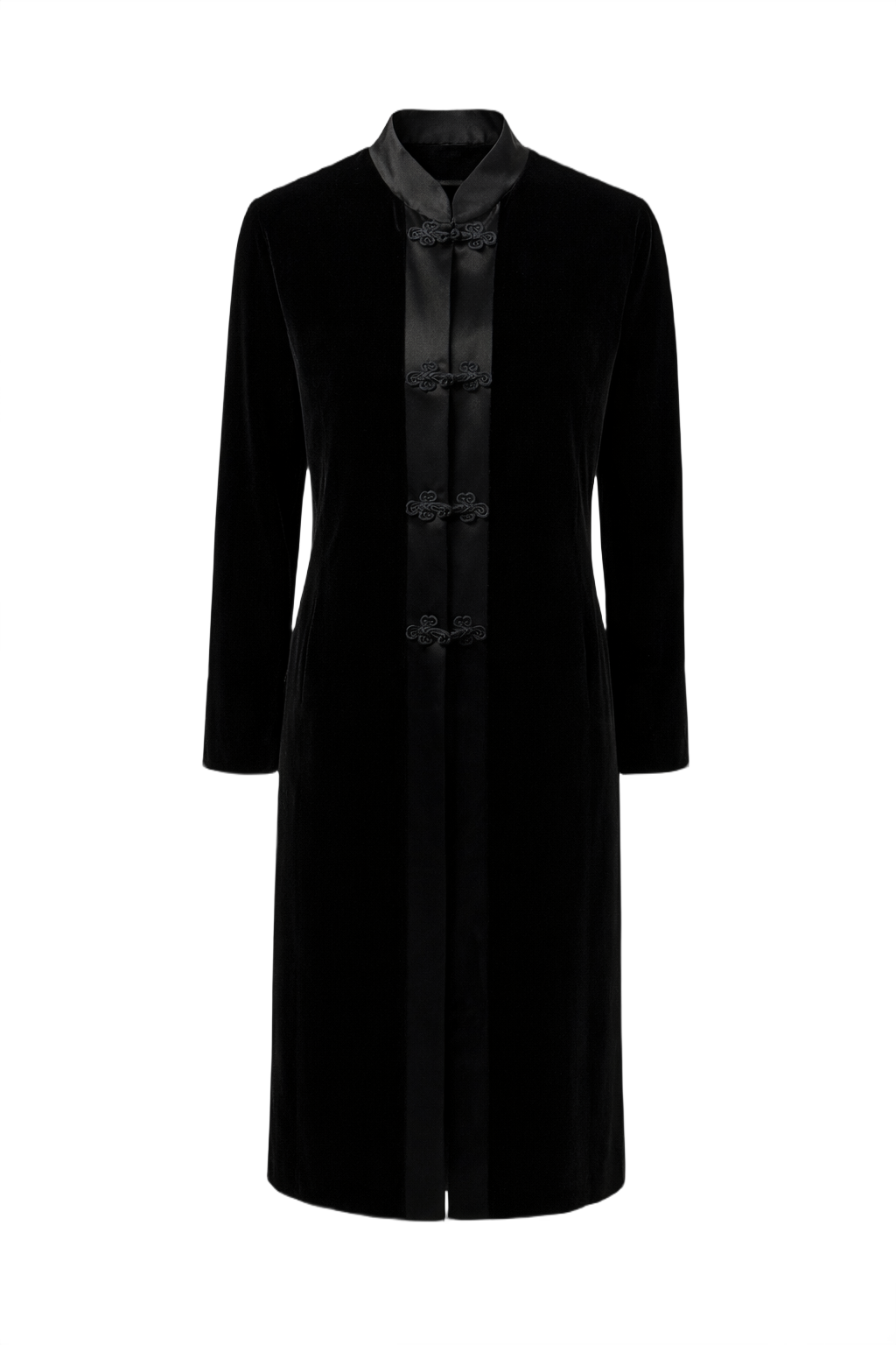 1970s Black Velvet Coat - Front View