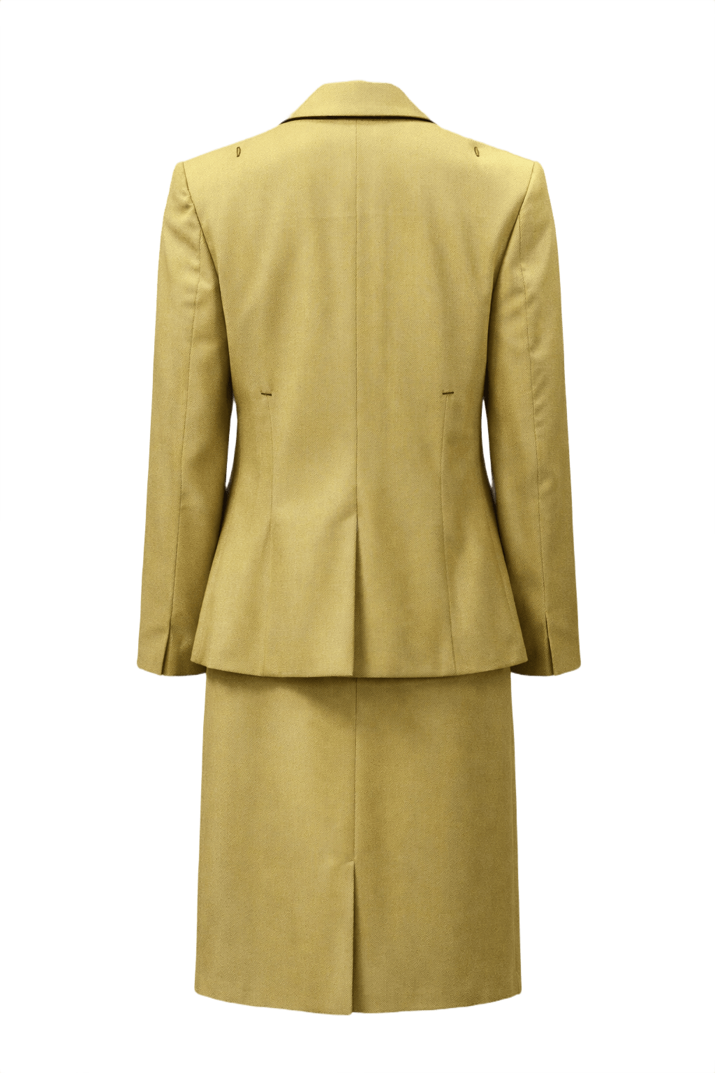 1990s Yellow Wool Blazer and Skirt Set - Back View