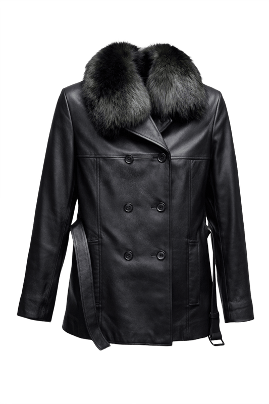 1990s Black Leather Jacket - Front View