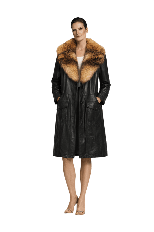 1990s Black Leather Coat - Model