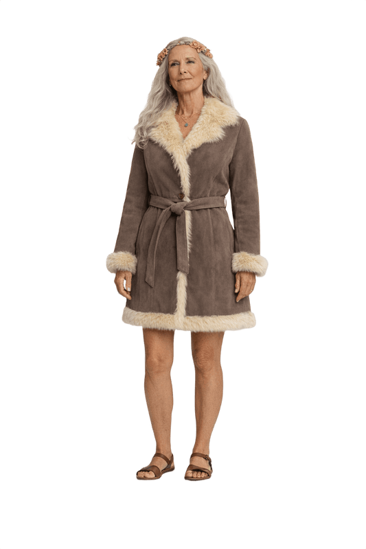 1970s Brown Suede Coat - Model
