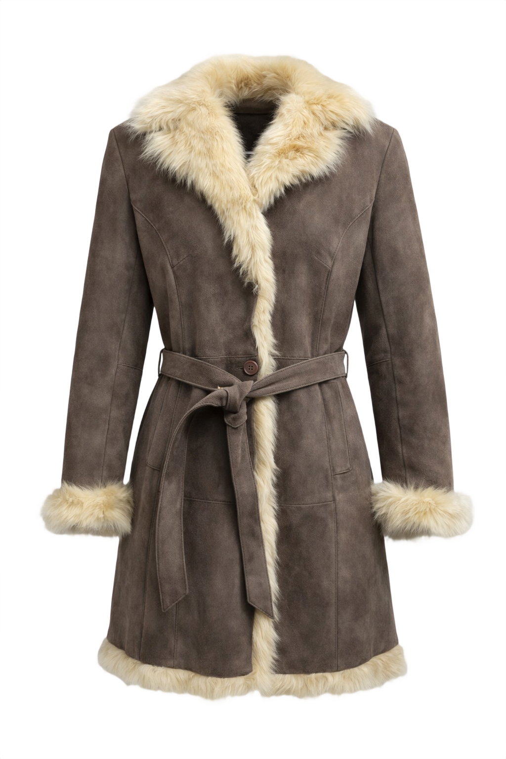 1970s Brown Suede Coat - Front View