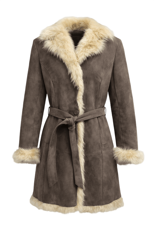 1970s Brown Suede Coat - Front View