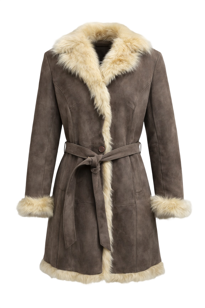 1970s Brown Suede Coat - Front View