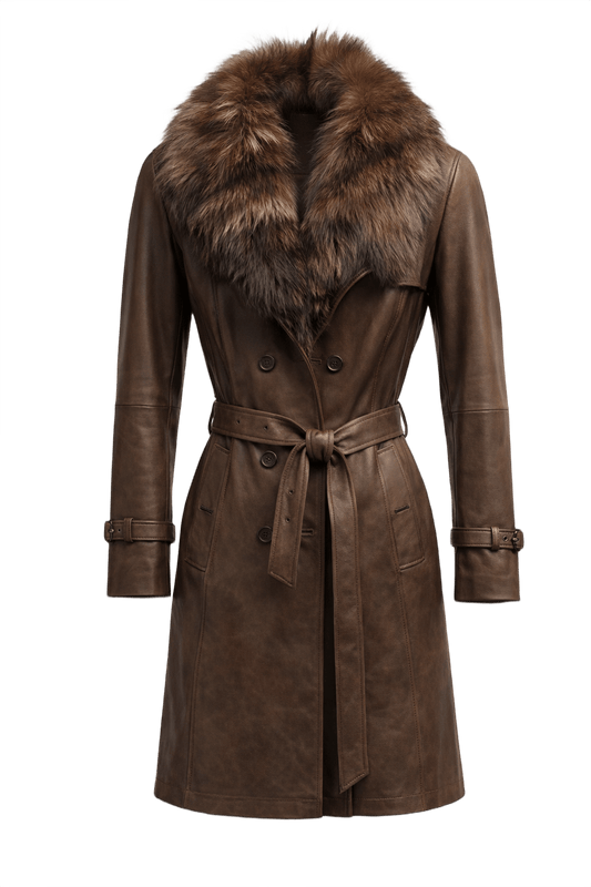 1990s Brown Leather Coat - Front View