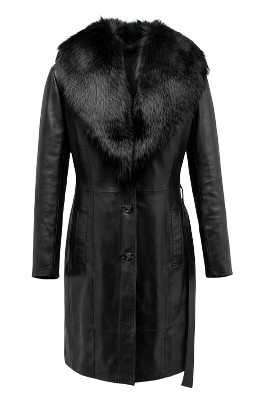 1990s Black Leather Coat - Front View