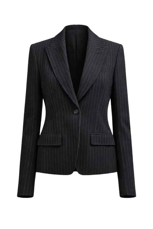1990s Black Wool Blazer - Front View