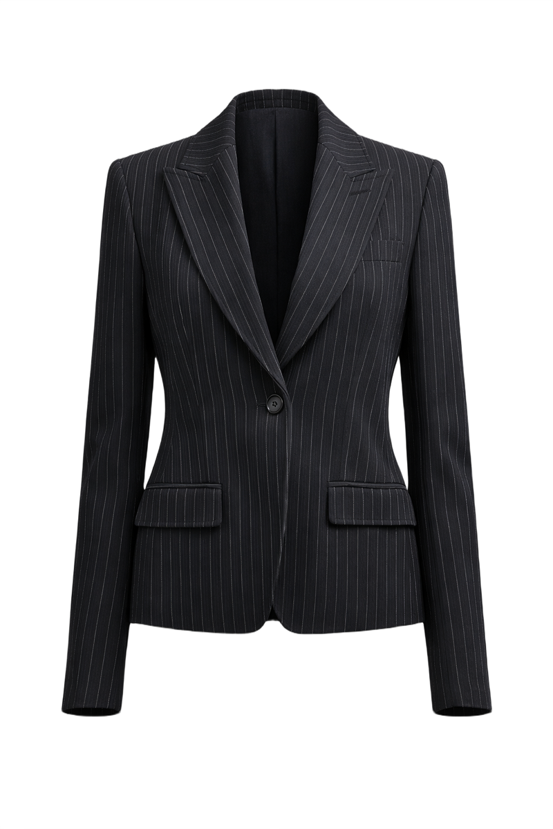 1990s Black Wool Blazer - Front View