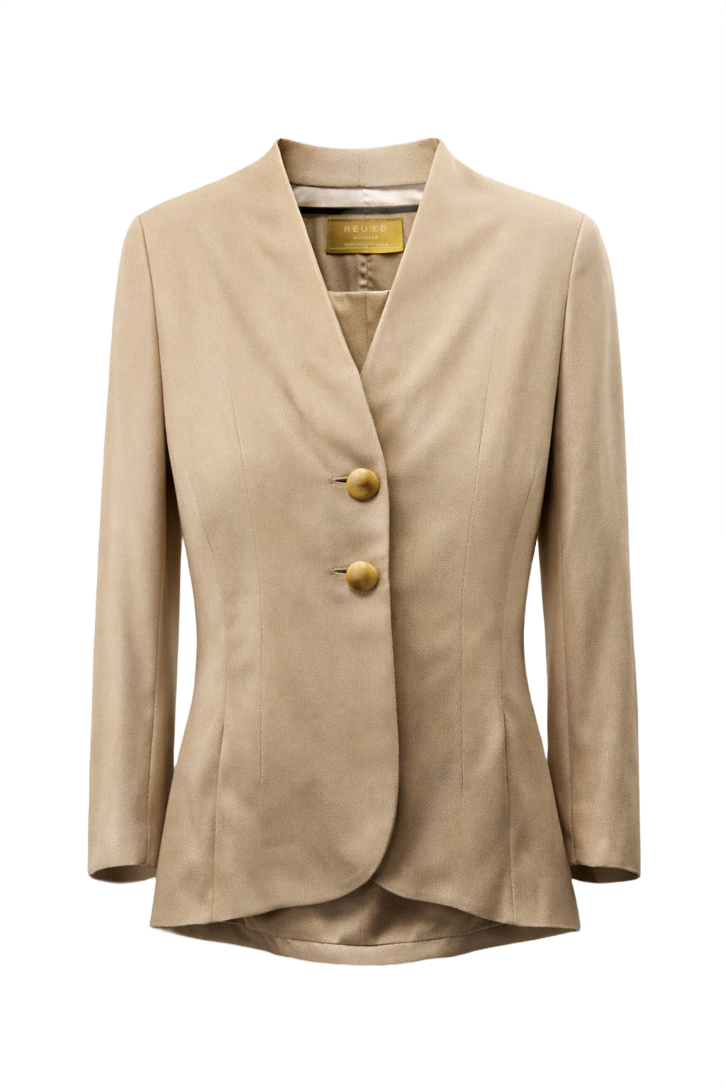 1980s Cream White Silky Synthetic Blazer - Front View