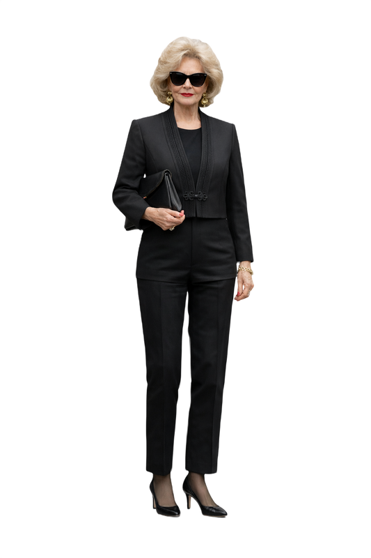 1980s Black Wool Jacket - Model