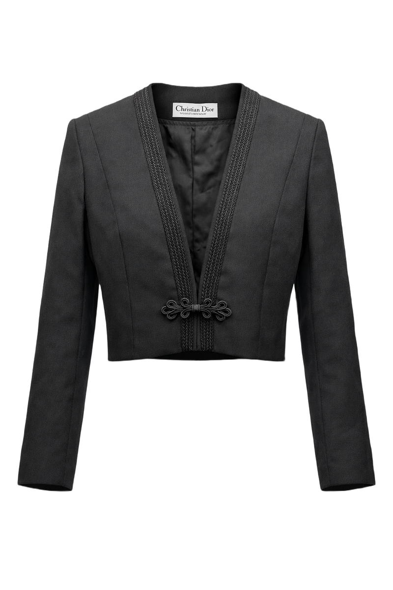 1980s Black Wool Jacket - Front View