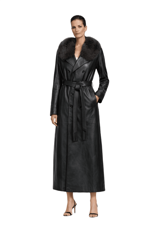 1990s Black Leather Coat - Model