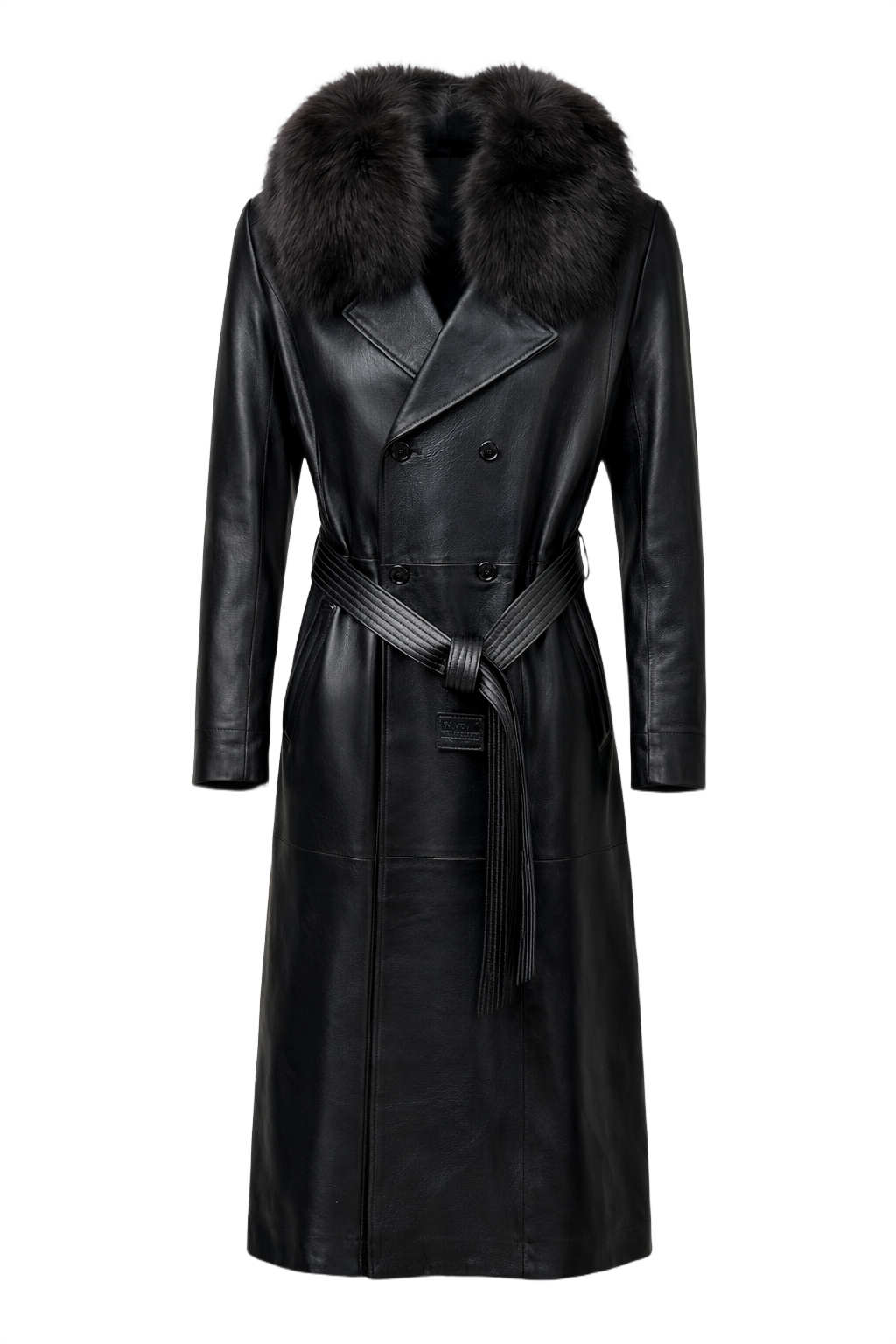 1990s Black Leather Coat - Front View