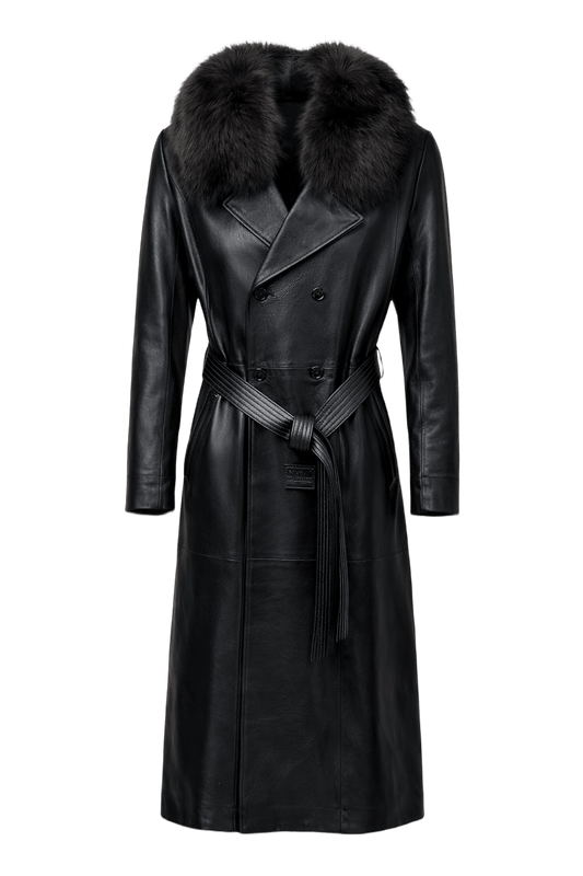 1990s Black Leather Coat - Front View