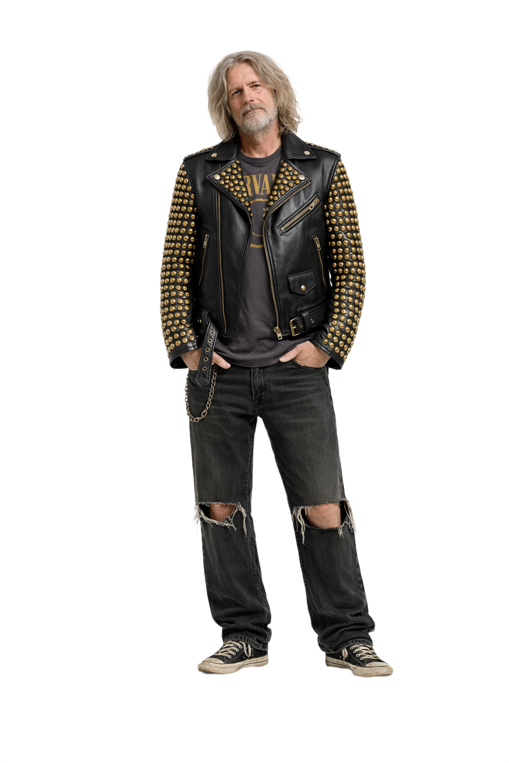 1990s Black Leather Biker Jacket - Model