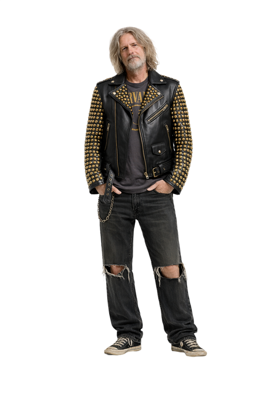 1990s Black Leather Biker Jacket - Model