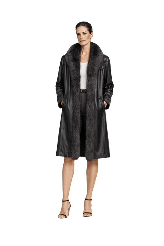 1990s Black Leather Coat - Model