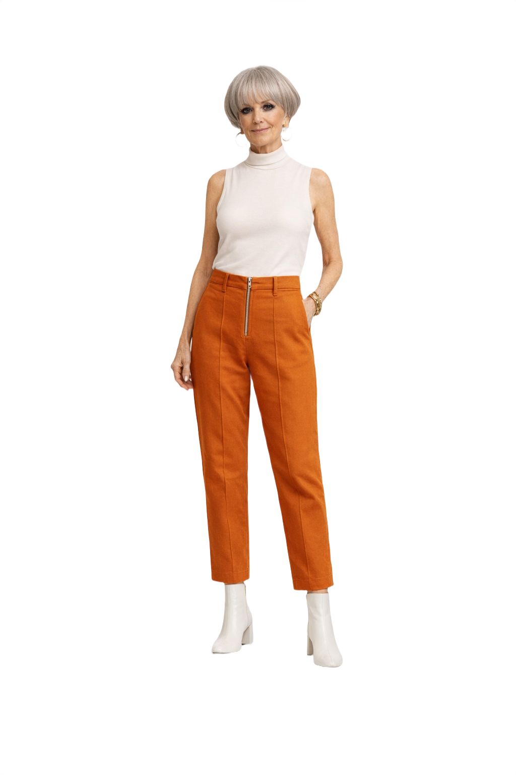 1960s Burnt Orange Wool Blend Pants - Model