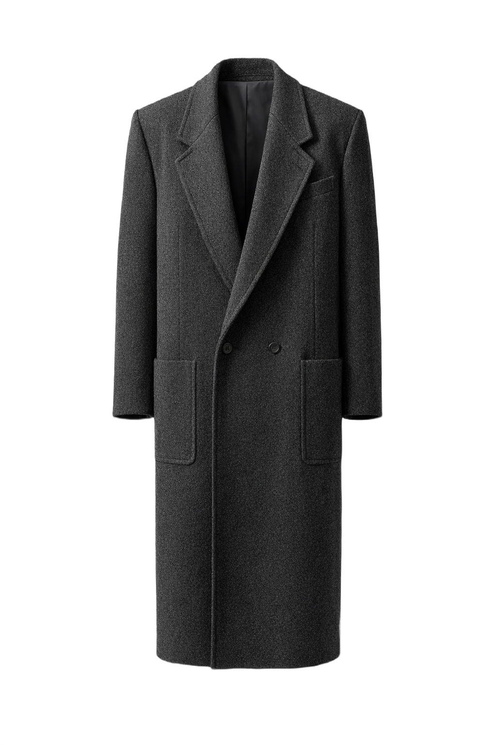1990s Charcoal Grey Wool Coat - Front View