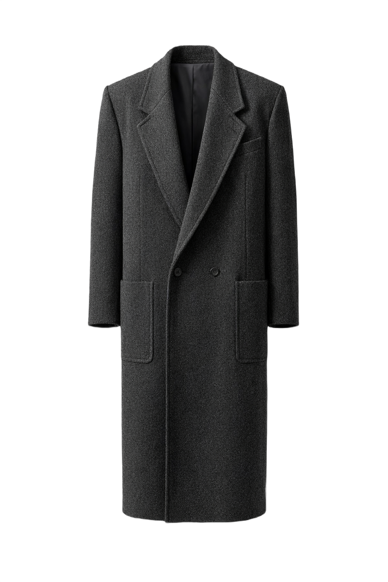 1990s Charcoal Grey Wool Coat - Front View