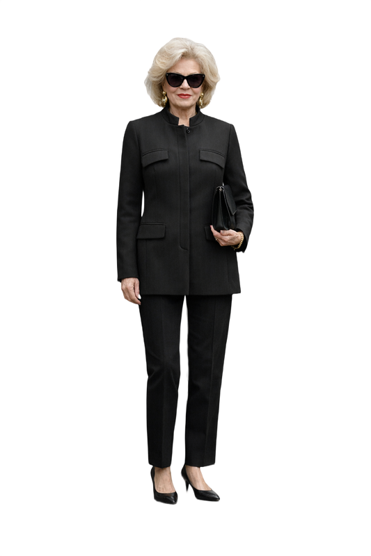 1980s Charcoal Grey Wool Blazer - Model