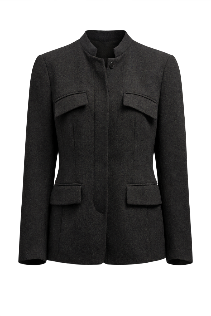 1980s Charcoal Grey Wool Blazer - Front View