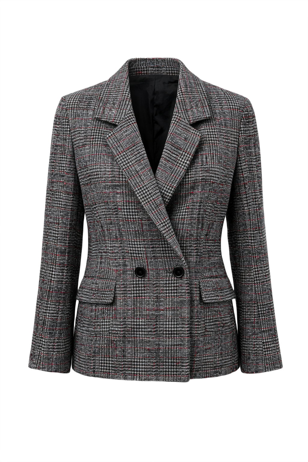 1980s Black and White Wool Blend Blazer - Front View