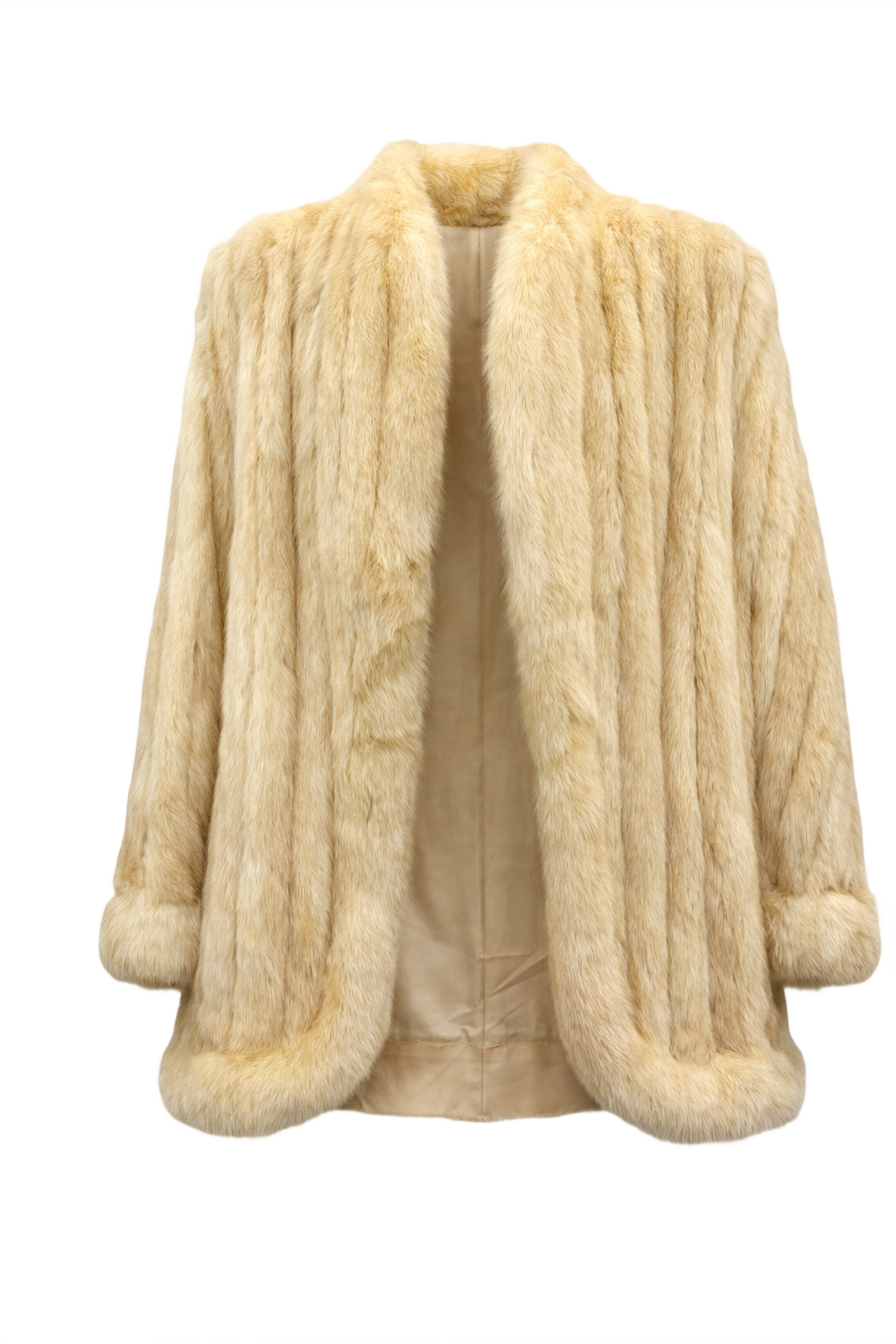 1980s Cream Fur Coat - Front View