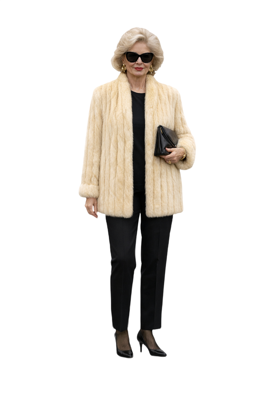 1980s Cream Fur Coat - Model