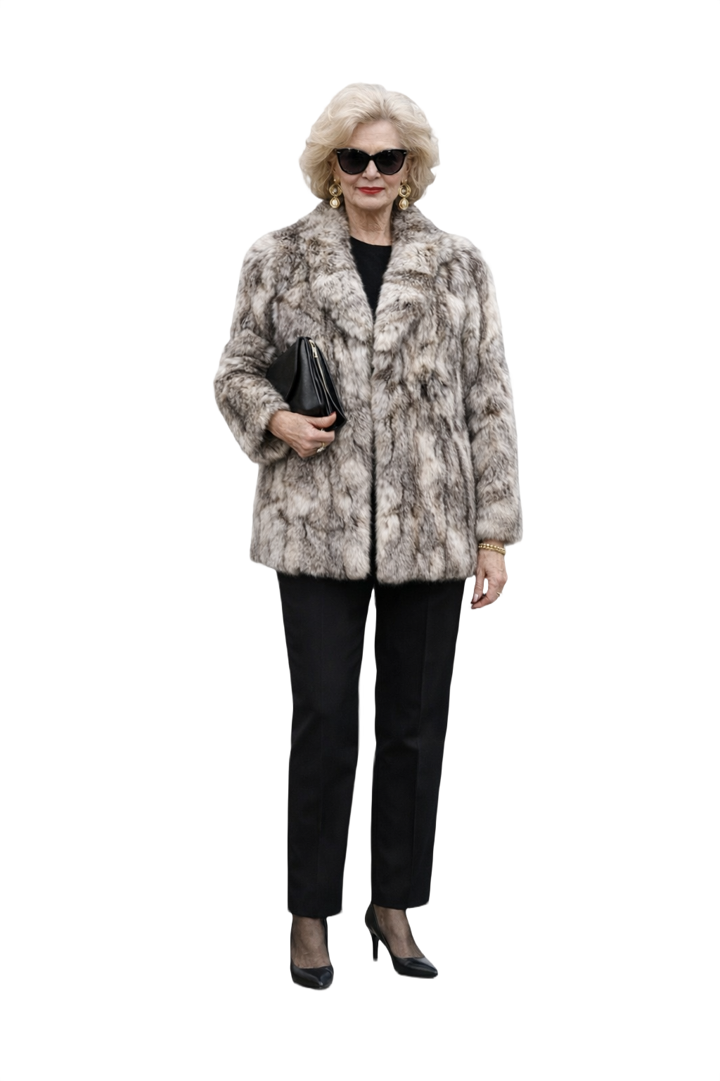 1980s Gray Fur Coat - Model